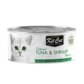 Kit Cat atún con camarones, comida húmeda en gelatina